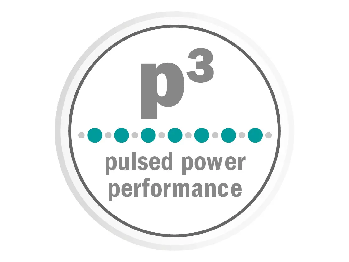 p³™ Symbol für Pulsed Power Performance – Technologie zur kontrollierten Energieabgabe bei radiofrequenzbasierten chirurgischen Anwendungen