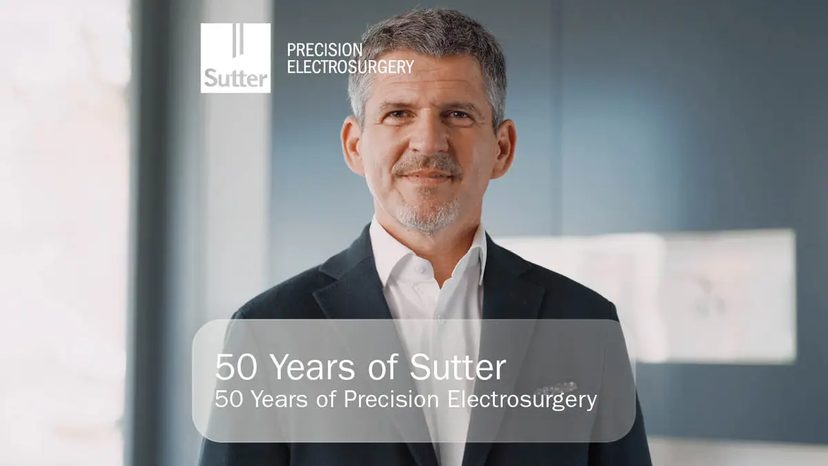 Portrait of a man in a suit, anniversary image 50 Years of Sutter Precision Electrosurgery